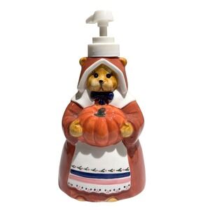 Vintage Allure'97 Bear Soap Lotion Dispenser Pumpkin Fall Cottage Kitchen Decor‎
